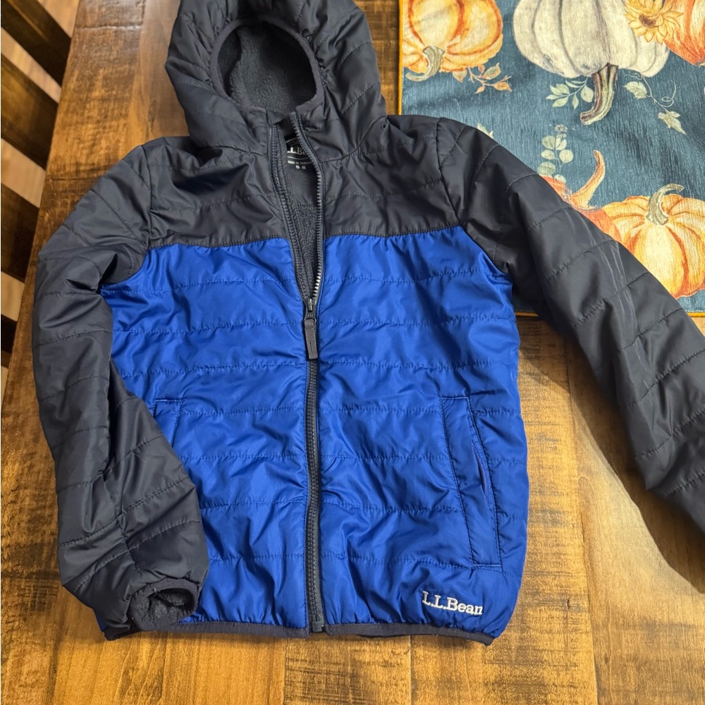 L.L. Bean Kids Puffer Jacket in Blue and Black